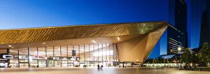 Exterior of Rotterdam Central Station at night, Rotterdam, Netherlands Exterior of Rotterdam Central Station at night, Rotterdam, Netherlands