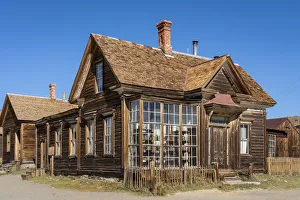Facade of abandoned wooden deserted buildings in Bodie ghost town, Mono County Facade of abandoned wooden deserted buildings in Bodie ghost town, Mono County