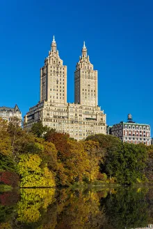 Fall foliage at Central Park with Upper West Side behind, Manhattan, New York, USA Fall foliage at Central Park with Upper West Side behind, Manhattan, New York, USA