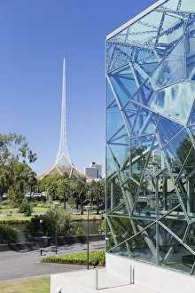 Federation Square and Victorian Arts Centre, Melbourne, Victoria, Australia Federation Square and Victorian Arts Centre, Melbourne, Victoria, Australia