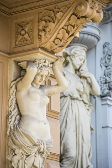 Female statues on the facade of a building, Vienna, Austria Female statues on the facade of a building, Vienna, Austria