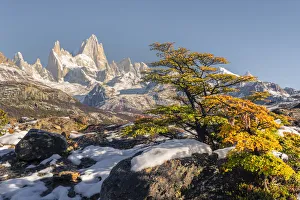 Fitz Roy range peaks in autumnal landscape. El Chalten, Santa Cruz province, Argentina Fitz Roy range peaks in autumnal landscape. El Chalten, Santa Cruz province, Argentina