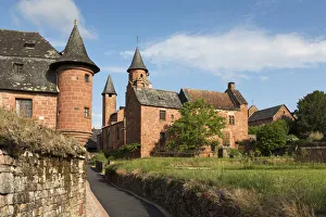 France, Correze, Limousin, Collonges-la-Rouge, Castel de Vassinhac and Church of St France, Correze, Limousin, Collonges-la-Rouge, Castel de Vassinhac and Church of St