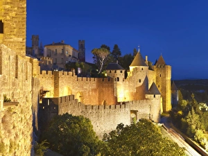 France, Languedoc, Carcassonne, walled city at night France, Languedoc, Carcassonne, walled city at night