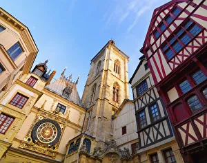France, Normandy, Rouen, Le Gros Horloge, Low angle view France, Normandy, Rouen, Le Gros Horloge, Low angle view