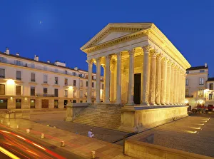 France, Provence, Nimes, Maison Caree at night France, Provence, Nimes, Maison Caree at night