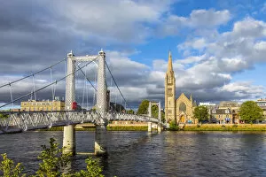 Inverness Collection: Free Church of Scotland and Greig Street Bridge on the river Ness, Inverness, Scotland