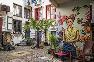 Georgia, Tbilisi, Old Town, Hotel Check Point, Frida Kahlo wall art