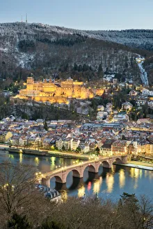 Germany, Baden-Württemberg, Heidelberg. Schloss Heidelberg castle, Alte Brucke Germany, Baden-Württemberg, Heidelberg. Schloss Heidelberg castle, Alte Brucke