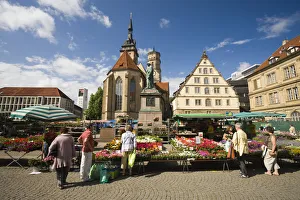 Germany, Baden-Wurttemberg, Stuttgart, Flower market by the Stiftskirche Germany, Baden-Wurttemberg, Stuttgart, Flower market by the Stiftskirche