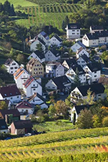 Germany, Baden-Wurttemburg, Stuttgart-Uhlbach, elevated village view in the fall Germany, Baden-Wurttemburg, Stuttgart-Uhlbach, elevated village view in the fall