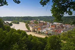 Germany, Bavaria (Bayern), Wasserburg am Inn, and River Inn Germany, Bavaria (Bayern), Wasserburg am Inn, and River Inn