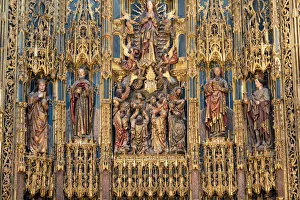 Detail of the golden altarpiece of the Old Cathedral (Sao Velha) of Coimbra Detail of the golden altarpiece of the Old Cathedral (Sao Velha) of Coimbra