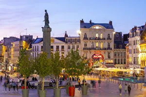 The Grand Place and Column of the Goddess at Dusk, Lille, France The Grand Place and Column of the Goddess at Dusk, Lille, France