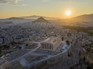 Greece, Athens, Aerial view of the Parthenon Greece, Athens, Aerial view of the Parthenon