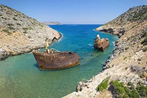 Greece, Cyclades Islands, Amorgos, Navagio Beach Greece, Cyclades Islands, Amorgos, Navagio Beach