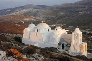 Greece, Cyclades Islands, Folegandros Island, panorama at sunset from the church Panagia Greece, Cyclades Islands, Folegandros Island, panorama at sunset from the church Panagia
