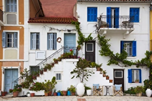 Greece, Epirus Region, Parga, harborfront house detail Greece, Epirus Region, Parga, harborfront house detail