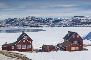 Greenland, Disko Bay, Oqaatsut, village buildings Greenland, Disko Bay, Oqaatsut, village buildings