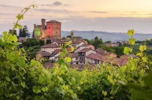 Agricultures Gallery: Grinzane Cavour Castle through the vineyards coloured with the italian flag