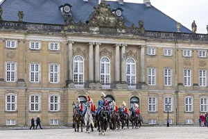 Guards on Horseback, Changing of the Guard, Amalienborg Palace, Copenhagen, Denmark Guards on Horseback, Changing of the Guard, Amalienborg Palace, Copenhagen, Denmark