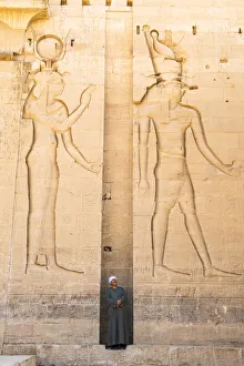 Lake Nasser Gallery: Guradian at the Temple of Philae on an island in Lake Nasser, Nile River, Aswan, Egypt