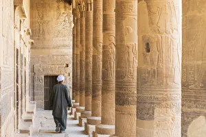 Lake Nasser Gallery: Guradian at the Temple of Philae on an island in Lake Nasser, Nile River, Aswan, Egypt