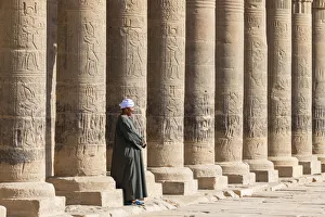 Lake Nasser Gallery: Guradian at the Temple of Philae on an island in Lake Nasser, Nile River, Aswan, Egypt