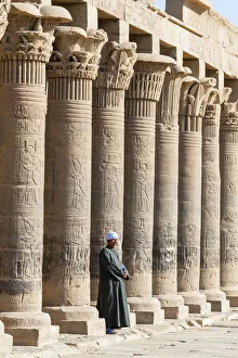 Lake Nasser Gallery: Guradian at the Temple of Philae on an island in Lake Nasser, Nile River, Aswan, Egypt