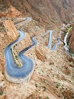Hairpin bends of the road in Dades Gorge, Dades Valley, Morocco