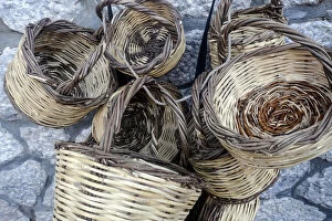 Images Dated 1st April 2014: Handmade Baskets for sale. Agiassos, Mytilini, Lesbos, Greece