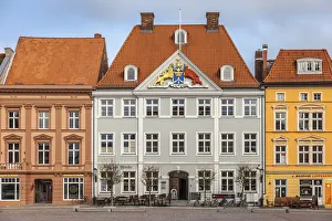 Hanseatic houses on the market in Stralsund on Ruegen, Mecklenburg-Western Pomerania Hanseatic houses on the market in Stralsund on Ruegen, Mecklenburg-Western Pomerania