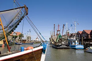 Harbour and shrimp cutter, Neuharlingersiel, East Friesland, Lower Saxony, Germany Harbour and shrimp cutter, Neuharlingersiel, East Friesland, Lower Saxony, Germany