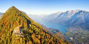 Harder Kulm, Lake Brienz and Interlaken valley, Berner Oberland, Switzerland, Europe
