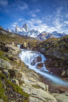 Hidden waterfall on Chorillo del Salto river in autumn, Los Glaciares National Park Hidden waterfall on Chorillo del Salto river in autumn, Los Glaciares National Park