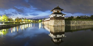 Hiroshima castle at dusk, Hiroshima, Hiroshima Prefecture, Japan Hiroshima castle at dusk, Hiroshima, Hiroshima Prefecture, Japan
