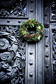 Historic Door with Xmas Wreath, Berlin, Germany, Europe Historic Door with Xmas Wreath, Berlin, Germany, Europe