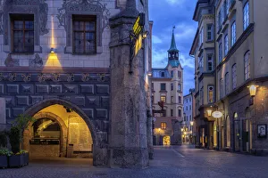 The historical inner city of Innsbruck at evening, Kiebachgasse, Innsbruck, Tyrol The historical inner city of Innsbruck at evening, Kiebachgasse, Innsbruck, Tyrol