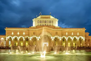 Prints of History Museum of Armenia and National Gallery of Armenia on Republic Square at night, Yerevan, Armenia Armenia Prints: History Museum of Armenia and National Gallery Print at Night