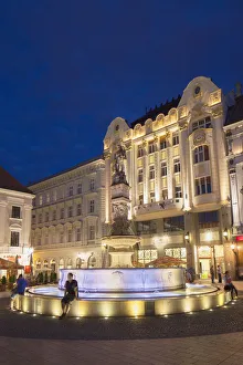 Hlavne Nam (Main Square) at dusk, Bratislava, Slovakia Hlavne Nam (Main Square) at dusk, Bratislava, Slovakia
