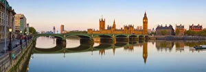 Images Dated 12th July 2013: The Houses of Parliament & The River Thames illuminated at sunrise
