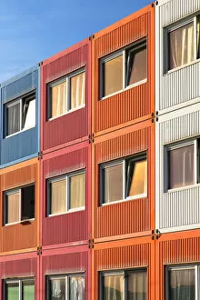 Images Dated 31st August 2018: Housing made from colourful shipping containers in NDSM cultural centre, Amsterdam