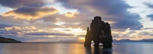 Hvitserkur rock formation at sunset, Vatnsnes peninsular, Iceland Hvitserkur rock formation at sunset, Vatnsnes peninsular, Iceland