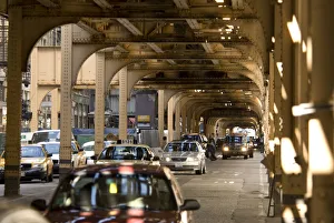 Illinois, Chicago, beneath El train tracks Illinois, Chicago, beneath El train tracks