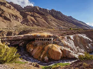 The Inca Bridge, Puente del Inca a natural bridge near the hotsprings, Central Andes The Inca Bridge, Puente del Inca a natural bridge near the hotsprings, Central Andes