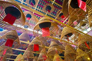 Incense coils at Man Mo Temple, Sheung Wan, Central District, Hong Kong Island, Hong Kong Incense coils at Man Mo Temple, Sheung Wan, Central District, Hong Kong Island, Hong Kong