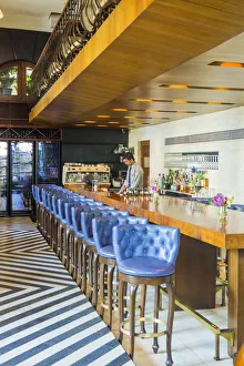 India, Maharashtra, Mumbai, The Table restaurant, view along the bar India, Maharashtra, Mumbai, The Table restaurant, view along the bar