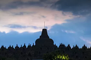 Borobudur Temple Compounds Gallery: Indonesia, Java, Magelang, Borobudur Temple at twilight