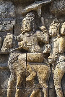 Borobudur Temple Compounds Gallery: Indonesia, Java, Magelang, Relief panel at Borobudur Temple