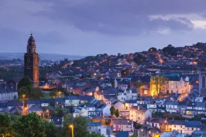 Ireland, County Cork, Cork City, St. Annes Church, elevated view, dusk Ireland, County Cork, Cork City, St. Annes Church, elevated view, dusk